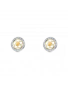 

Earrings Two-Color flower Daisy cut fence in circon (9kts)