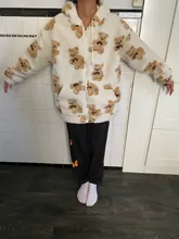 Kawaii Hoodies Coat-Harajuku Teddy Korea Sweatshirt Oversized Zipper Womens Loose