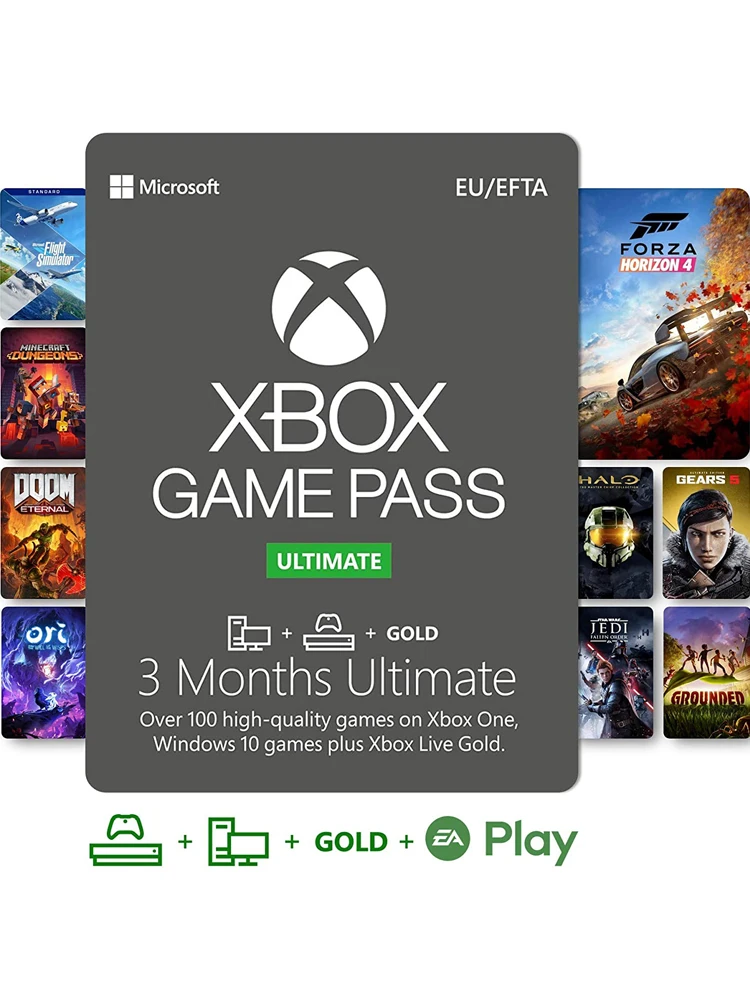 Xbox Live Gold + Game Pass, 3 meses (6x14 días), entrega rápida