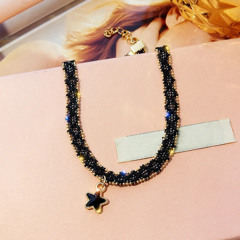 Black Sexy clavicle chain short Star Pendant Necklace Choker collar | Украшения и аксессуары