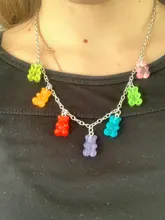 7 colores Rainbow Pride Cute Jelly Bear Gummy Collares para mujeres niñas Cool Punk Hip Hop Resina Collares Accesorios