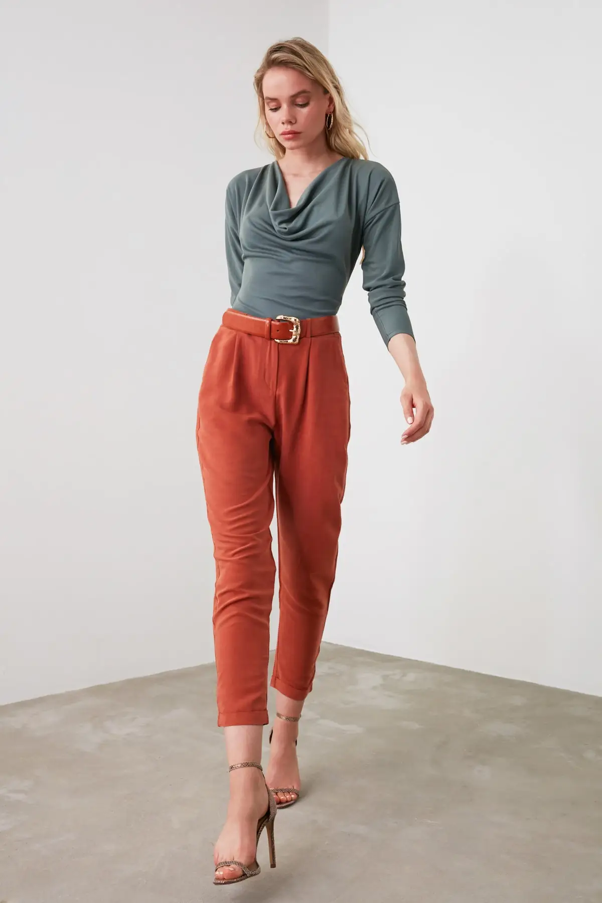 Trendyol лиоцелл плитка морковь штаны TOFSS19ST0009|Брюки |