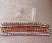 Pulseras de plata de ley 925 con zirconia cúbica, brazaletes de 14 colores con cadena de eslabones de cristal austriaco