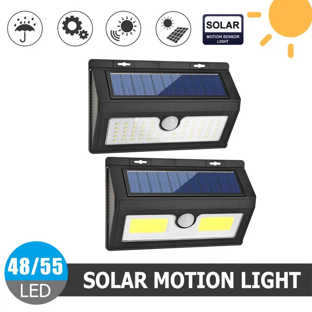 COB 48/55LED солнечный датчик движения открытый настенный светильник водонепроницаемый садовый уличный светильник
