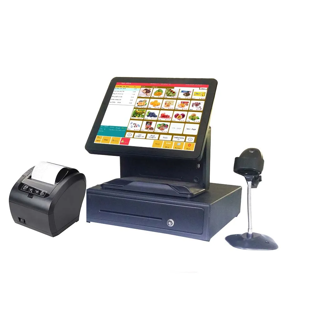 Коммерческий POS терминал черный сенсорный экран 15 дюймов 4G/256G оптовая продажа