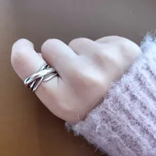 Anillo abierto de 100% Plata de Ley 925 para mujer, diseño de onda Irregular minimalista, joyería de Color dorado, bisutería de cumpleaños