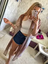 Traje de baño cubierta de gasa a rayas para mujer, Kimono Sexy bohemio de talla grande, ropa de playa, vestido de verano, A790, 2021