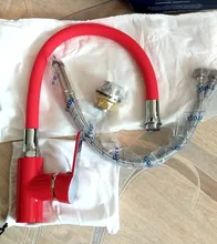 FRAP-grifo flexible de estilo moderno para cocina, mezclador de fregadero, grifos de un solo Mango, color rojo, blanco, negro, agua fría y caliente