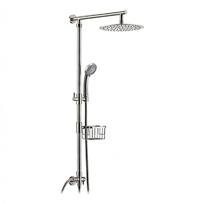 Душевой гарнитур WasserKRAFT A038 (3-функциональная лейка, шланг, насадка 25 см нержавеющая сталь, стойка 2,4 см)