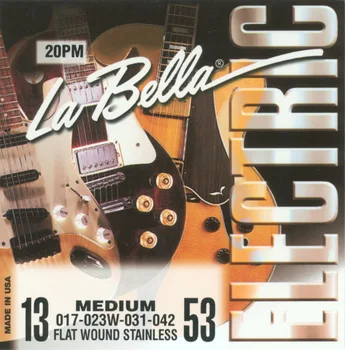 

20pm set of strings for electric guitar, stainless steel. Steel, medium, 13-53, La Bella