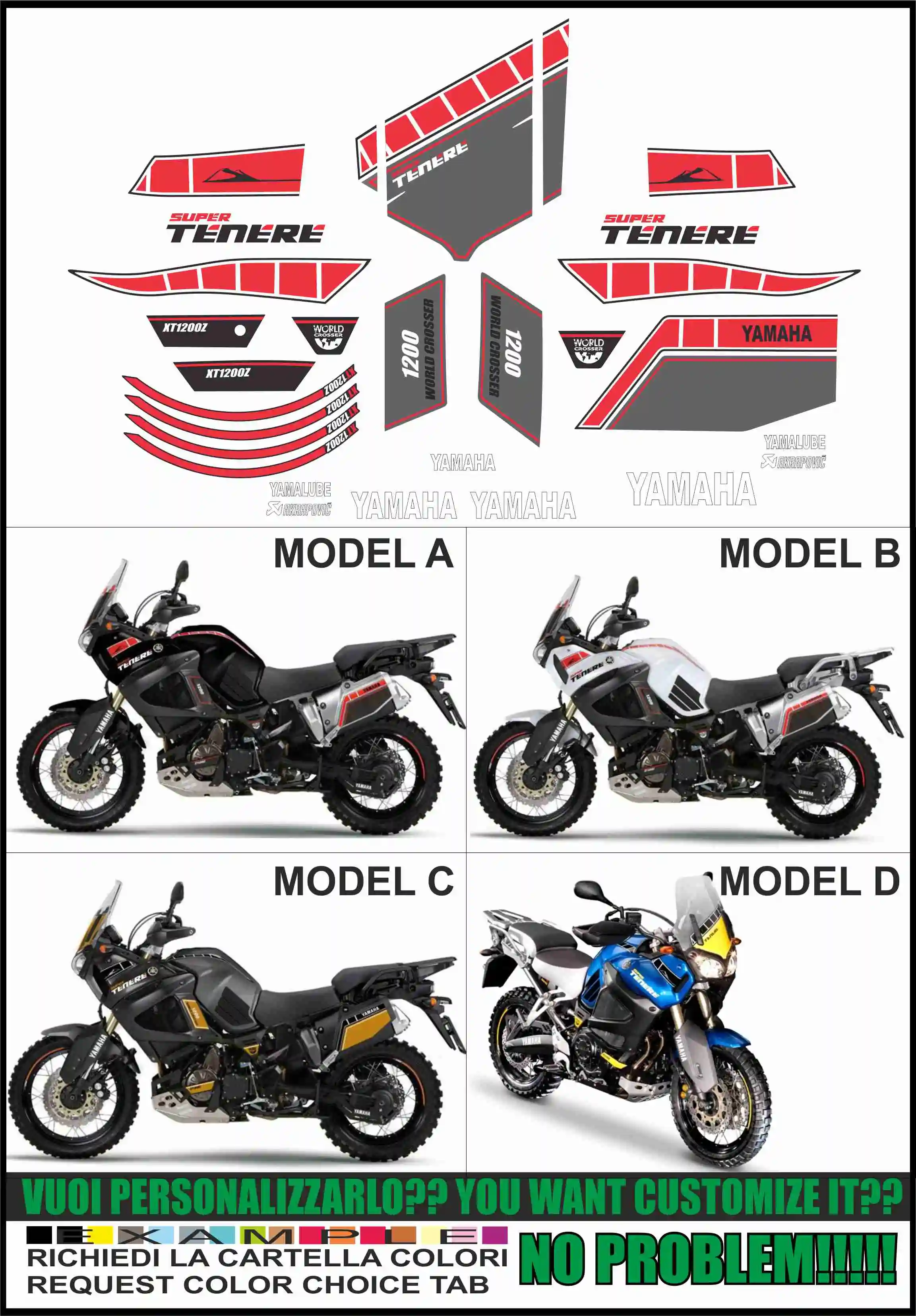 XT 1200 Z SUPER TENERE WORLD CROSSER 2010 2013 STICKERS ADESIVI DECAL SET KIT | Автомобили и мотоциклы
