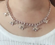 Colgante de Metal con forma de dinosaurio para mujer y niña, Gargantilla de Animal estilo Hip Hop, joyería