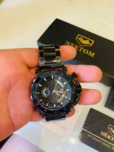 NEKTOM-reloj de cuarzo para hombre, cronógrafo de pulsera, resistente al agua, con correa de acero, militar, deportivo