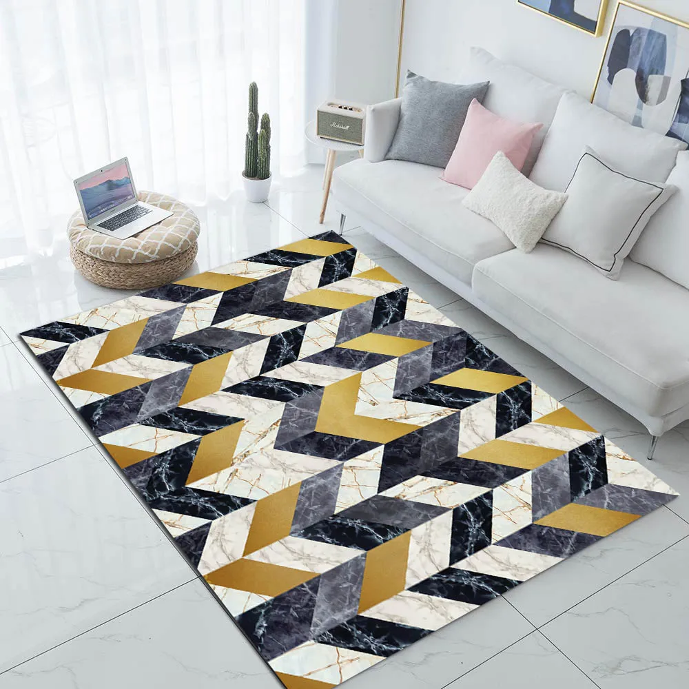 Else, желтый, серый, белый, мраморные стрелы, геометрический 3d принт, нескользящая микрофибра, современный ковер для гостиной, моющийся коврик