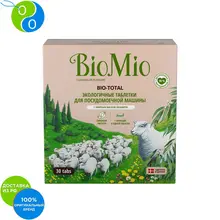 BIO-TOTAL Экологичные таблетки для посудомоечной машины с эфирным маслом ЭВКАЛИПТА(30 шт