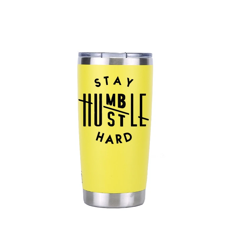 20 oz yellow Оставайся скромным Hustle жесткий Рождественский подарок стакан пивная кружка с двойными стенками Изолированная вакуумная фляжка Нержавеющая сталь термос кофейные кружки - Цвет: 20 oz yellow