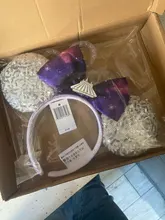 Minnie de Disney orejas de montaña espacial diadema gran lentejuelas arcos orejas traje diadema Cosplay felpa adultos/niños diadema