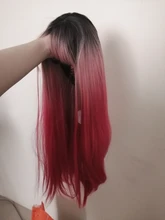 LOUIS FERRE negro Rosa rojo pelucas Cosplay largo recto Ombre peluca sintética con flequillo negro las mujeres Afro resistente al calor de fibra