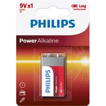 

ALKALINE Battery 9V 6LR61 PHILIPS POWERLIFE 9 V-6LR61P1B/05 1