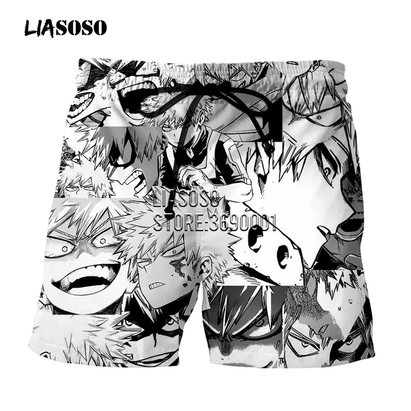 LIASOSO аниме Guy Todoroki Shouto Bakugou кацуки 3D принт мужские Шорты повседневные шорты пляжные шорты летние шорты Уличная одежда X2795