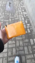 Mini Cartera de piel auténtica con cremallera para hombre y mujer, monedero pequeño y delgado de estilo Vintage