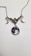 Cristal de vidrio Luna collar COLGANTE media luna bruja joyería de Luna simple collar joyería pagano mago regalo