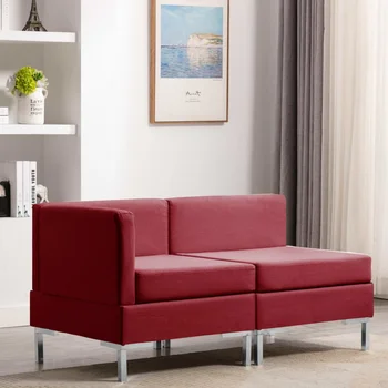 

2 Units in wine red fabric sofa Set sofa