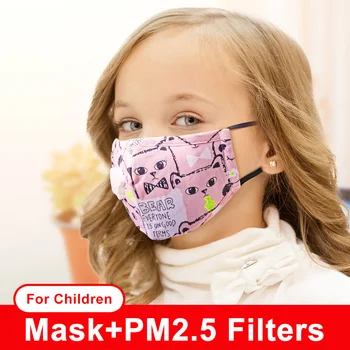 

PM 2.5 Face Mask Kids Mask Dustproof Breathable Valve Mouth Mask Filter Pollution Activated Carbon Filter Children Cotton Masks