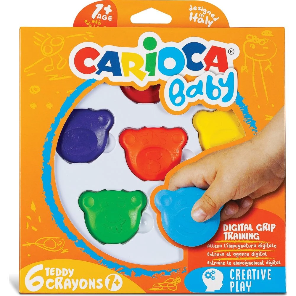 Baby Kleurpotloden Carioca 6 Kleuren Teddy Vormige Niet vervuilende Pianting Tekening Leren Baby Creativiteit Vaardigheden Leuke Krijt|Pastel| - AliExpress