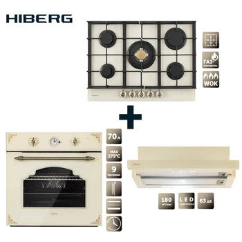 

Set the cooktop HIBERG VM 7055 RY, electric oven HIBERG VM 6395 Y and hood HIBERG VM 6040 GY household home appliances
