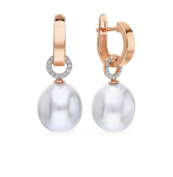 

Gold earrings with cubic zirconia and pearls sunlight sample 585