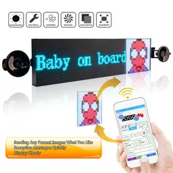 Placa de mensagem para carro, 32x128 pontos, colorido, emoção, imagem, luz, neon, abrir sinal, controle por app para janela traseira