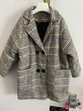 Abrigo grueso de lana para niñas, ropa de moda a cuadros para niños, prendas de vestir exteriores para Otoño e inglés, ropa para adolescentes, escuela