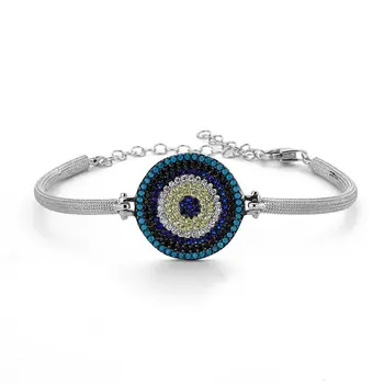 

Angemiel 925 Silver Nano Gemstone Society Eye Bracelet-Rhodium Plated