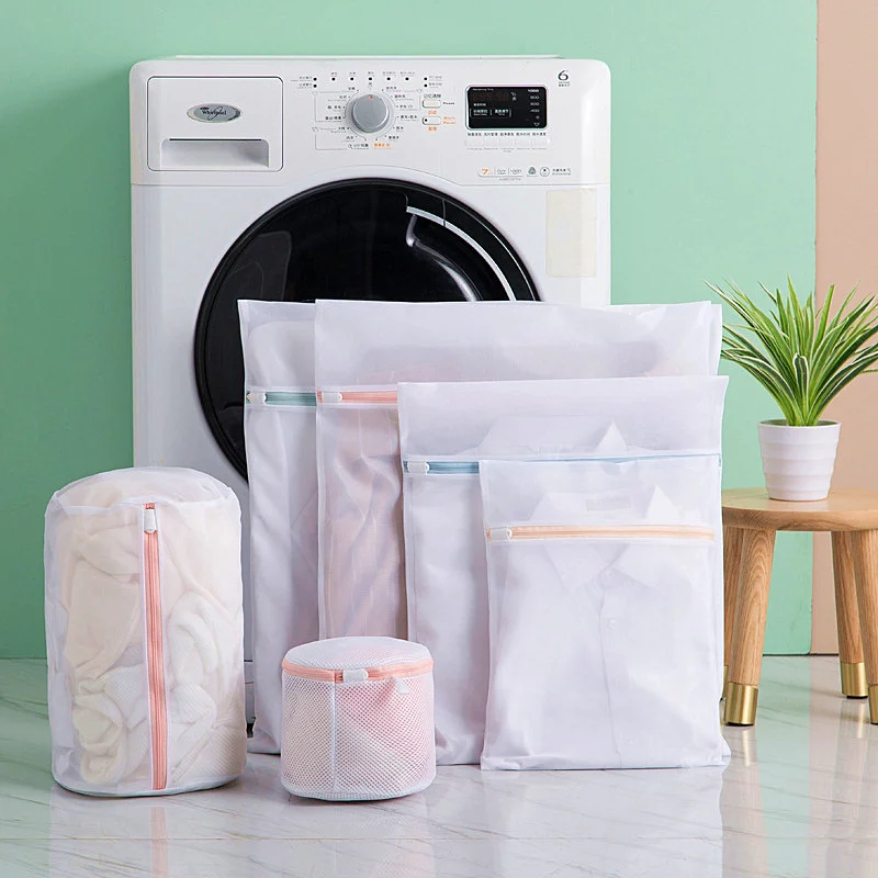 

Coarse/Fine Mesh Underwear Laundry Bag Large Capacity Foldable Washing Machine Bags Colorful Zipper Washing Kit Wash Bag 6 Sizes