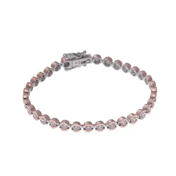 

Chain bracelet Silver Bicolor Chatones with Zircons