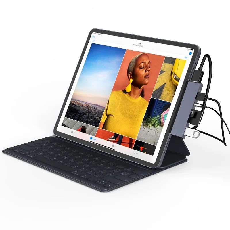 USB C Hub To 4K HDMI Adapter with USB C PD TF SD USB 3 0 3 5mm Headphone Jack Port USB Type C Dock for Macbook Pro Air iPad Pro