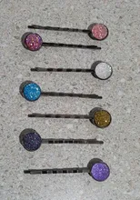 12mm 10 Uds alta calidad clásico 8 colores plateado Material cobre Horquillas para el cabello horquilla Base Ajuste de Cameo de cabujón