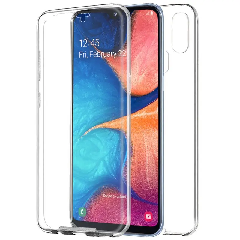 Чехол-подставка из чистого поликарбоната+ ТПУ с полным корпусом 360 для samsung Galaxy A20E Передняя и задняя двойная 3D