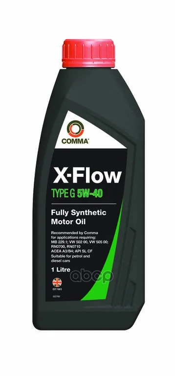 COMMA Масло Моторное Синт Comma X-Flow Type G 5w40 1л Acea A3/B4, Api Sl/Cf, Vw 505.00, Mb 229.1 Xfg1l