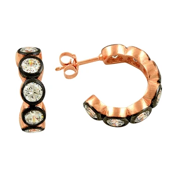 

Silver 925 Sterling 4mm Zirconia stone Pen Small Ring Earrings