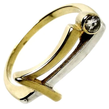 

18k solid gold ring two-color cubic zirconia matte and shimmer [334S]
