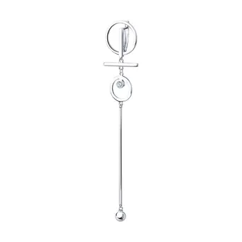 

Sokolov silver earring with cubic zirconia, 1 pc, fashion jewelry, 925, women's male