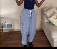 Las mujeres Casual cintura elástica Pantalones deportivos pantalones de Color sólido Pantalones de deporte holgados tobillo longitud Pantalones negro blanco gris