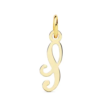 

18k gold pendant English letter capital S 16mm. Smooth openwork
