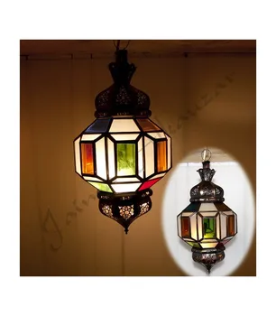 

Hanging lamp with Arabic pattern - Multicolored crystals