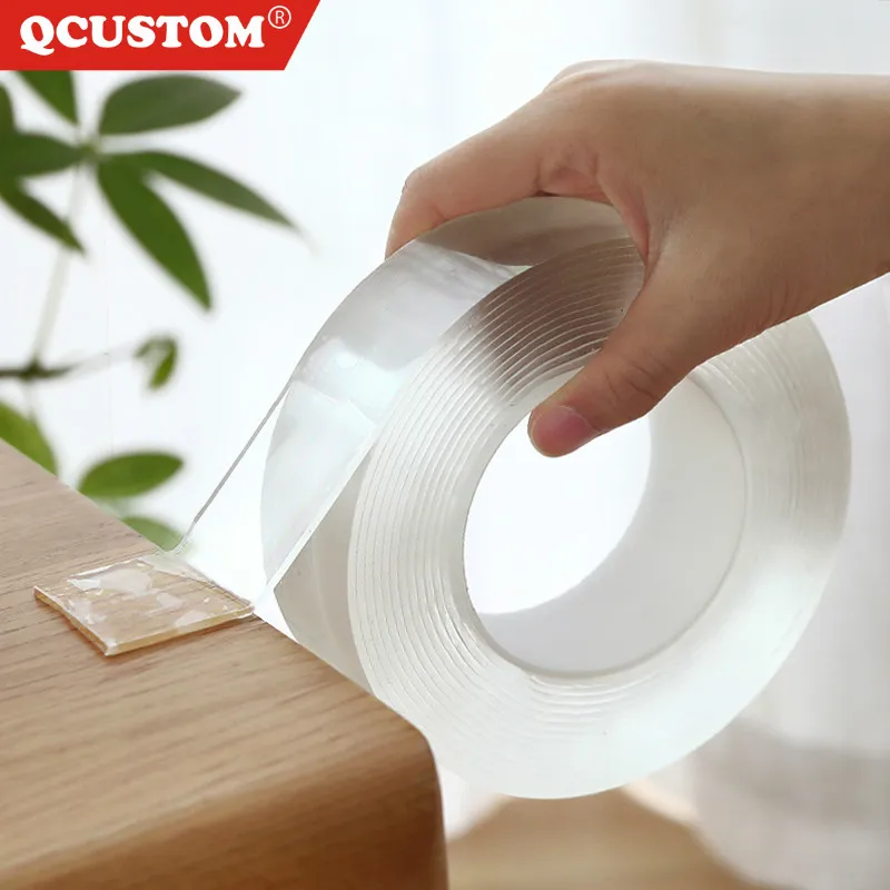 

QCUSTOM New Nano Magic Tape Improvement Double Sided Tape Transparent No Trace Acrylic Reusable Waterproof Adhesive Dropshipping