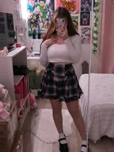 Faldas plisadas Y2K para mujer, faldas plisadas a rayas negras y rosas, Tank Cute Sweet Girls, falda para la escuela a cuadros con cordones, Mini guantes góticos, falda de encaje