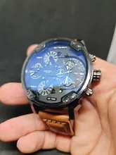 Reloj deportivo de cuarzo con correa de acero para hombre, cronógrafo con esfera grande, doble máquina, Cool Blue, 7395