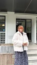 Abrigo de piel de conejo para mujer, chaqueta de piel sintética cómoda, color blanco cálido, manga larga, abrigo de piel Artificial de gran tamaño, Invierno 2020